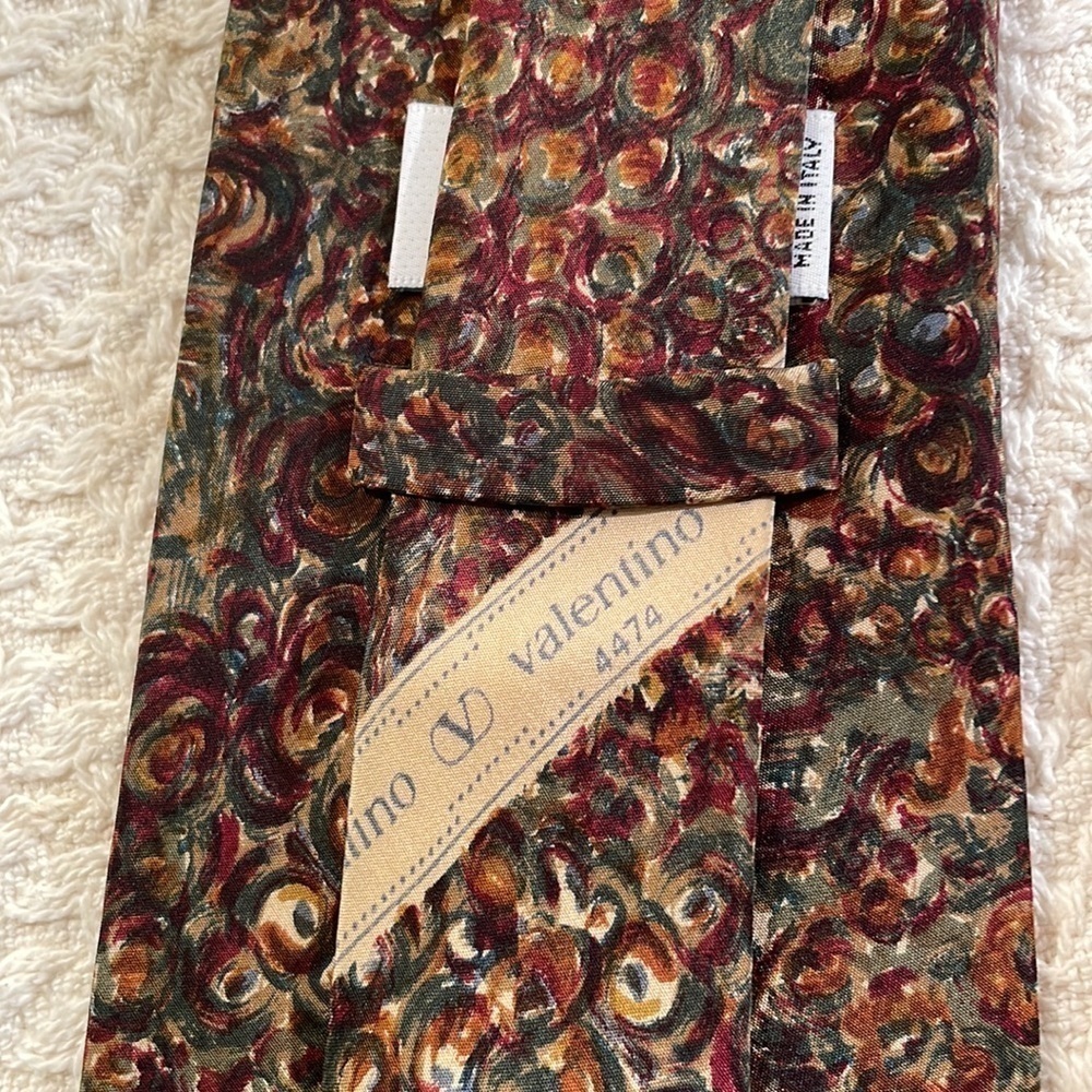 VALENTINO CRAVATTE Men's Luxury Swirly Tie Made in Italy - Picture 8 of 11